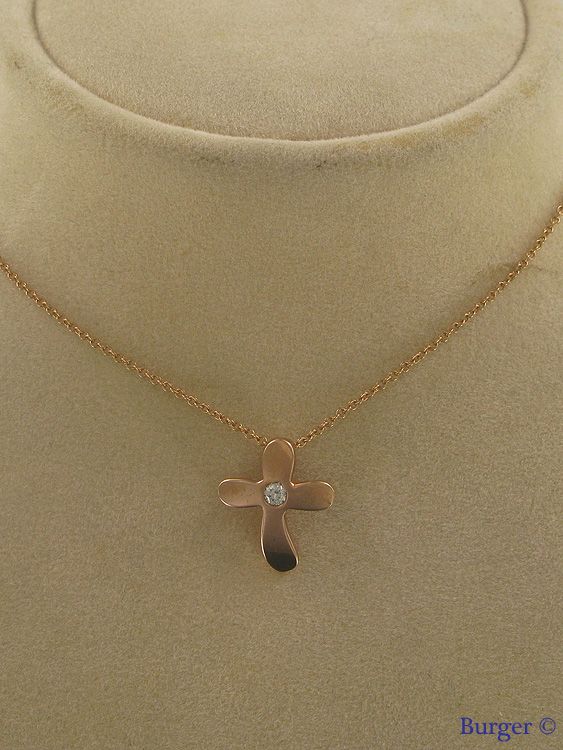 Diverse - 14K Rose Gold Necklace with a Pendant set with Diamond