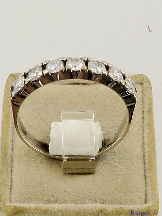 Diverse - 14K White and Yellow Gold half Alliance ring with Diamonds