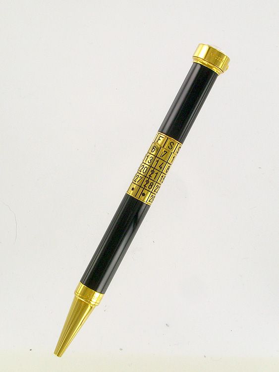 Cartier - Ballpoint Calendar Watch Pen Black Lacquer and Gold Limited Edition