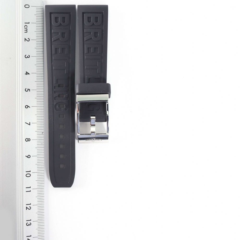 Breitling - Black Rubber Strap 18/16 MM with Steel Pin Buckle