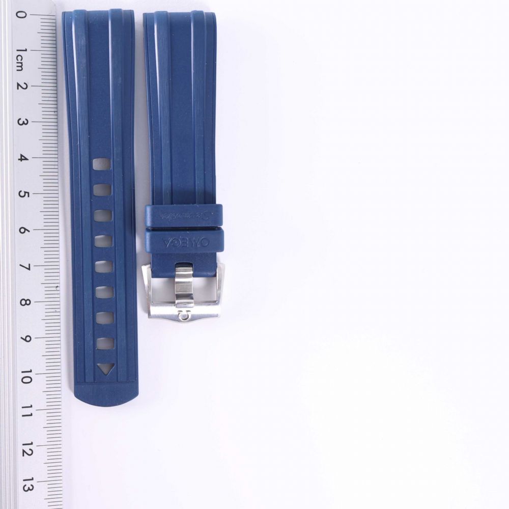 Omega - Blue Rubber Strap 20/18 MM with Steel Buckle
