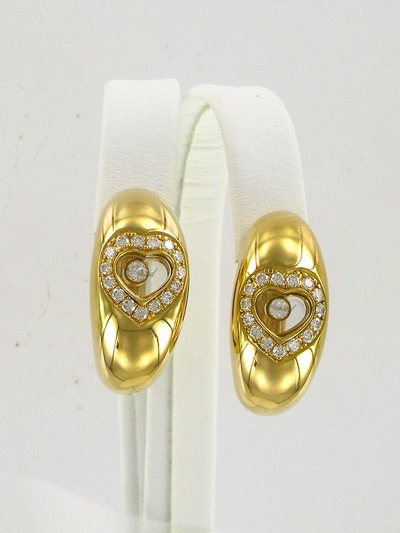 Chopard - Chopard 18K Yellow Gold Happy Sport Diamond Earrings