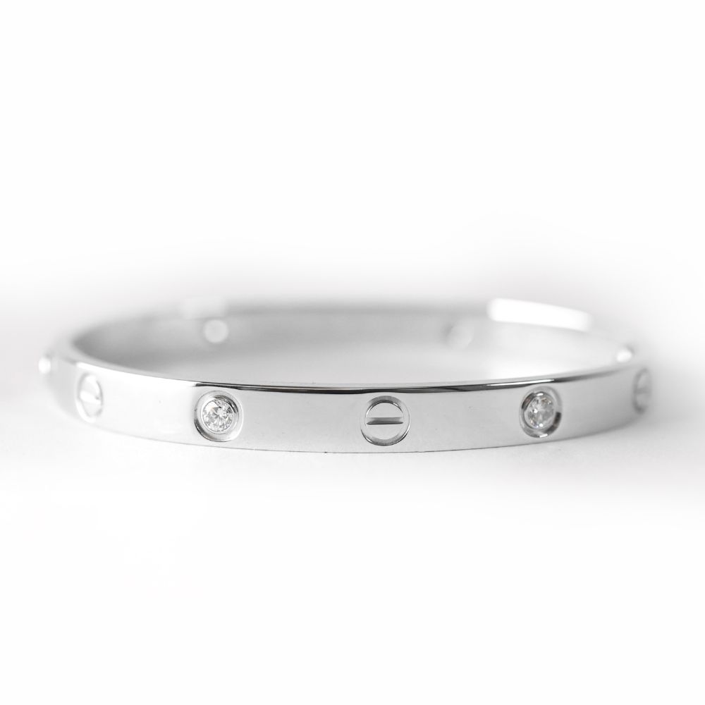 Cartier - Love Bracelet Classic White Gold 4 Diamond Size 17