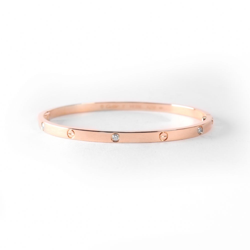 Cartier - Love Bracelet Small 6 Diamonds Rose Gold Size 17