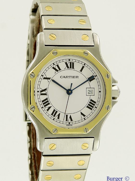 Cartier Santos Octagon Date Two Tone Steel And 18k Gold Automatic Watch ...