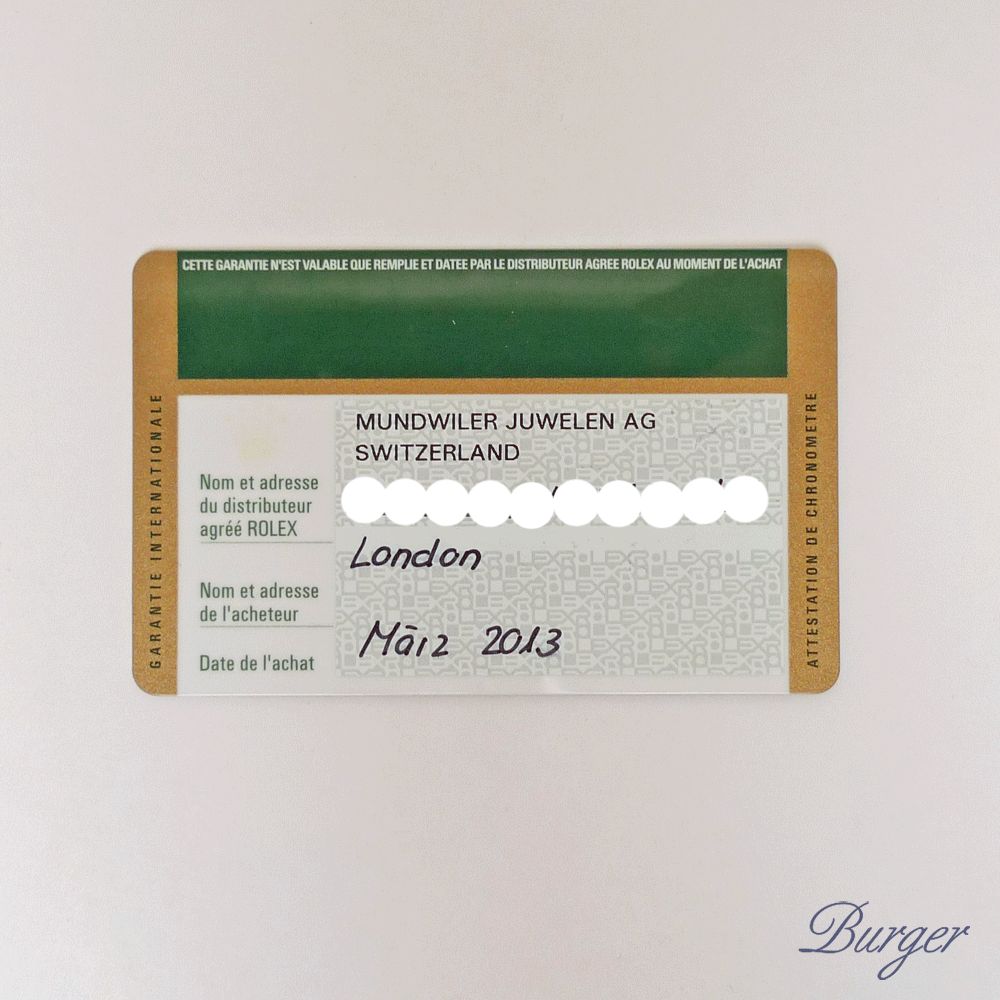 Rolex - Warranty Certificate Ref: 218235