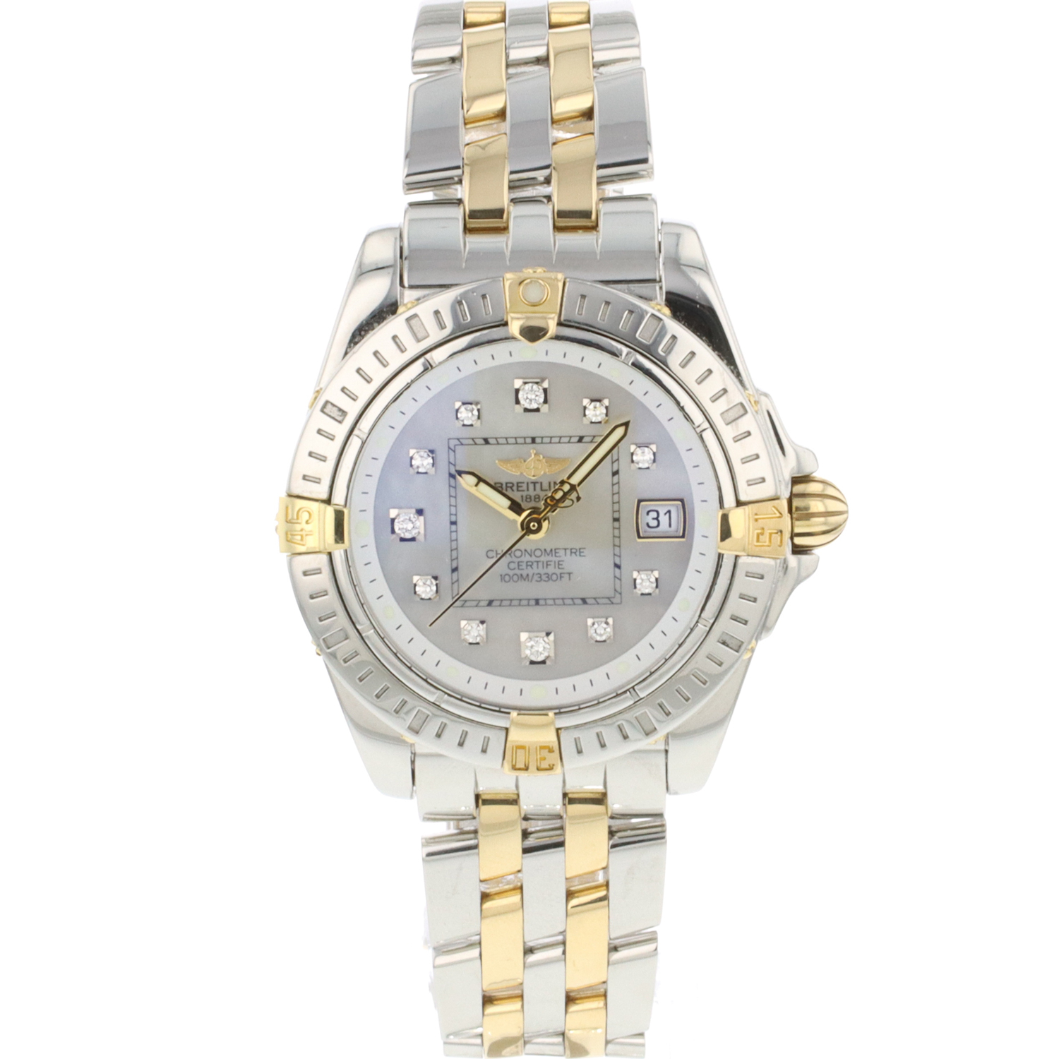 Cockpit Lady Steel Gold MOP Diamond Dial - Breitling - Exclusive ...