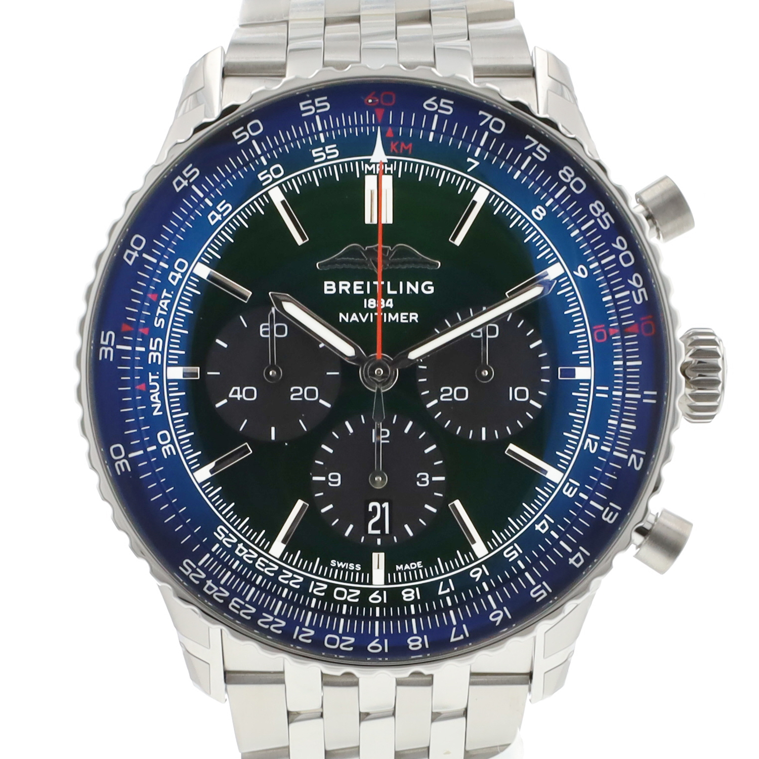 Navitimer Chronograph Automatic 46 Steel Green Dial NEW 2025