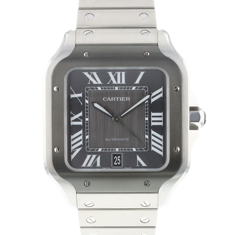 Santos De Cartier Large Black Steel NEW 