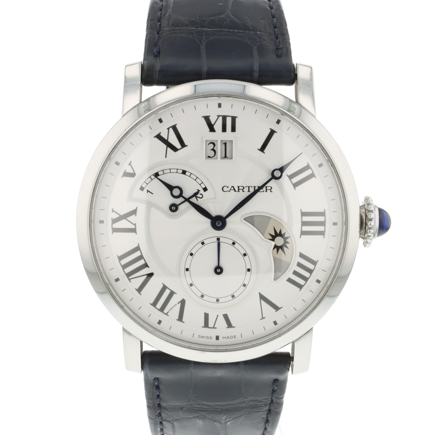 Rotonde de Cartier GMT Steel Moonphase - Cartier - Exclusieve horloges -  Juwelier Burger