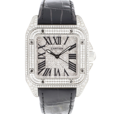 Cartier - Santos 100 MM Iced Out Diamonds