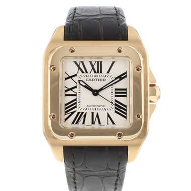 Cartier - Santos 100 MM Rose Gold Silver Dial