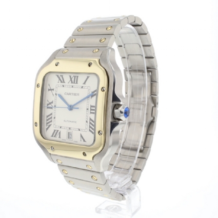 Santos De Cartier Large Steel Gold