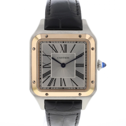 Santos Dumont Large Rose Gold / Steel Silver Dial