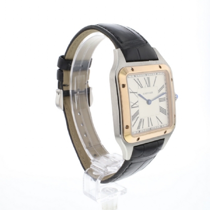 Santos Dumont Large Rose Gold / Steel Silver Dial