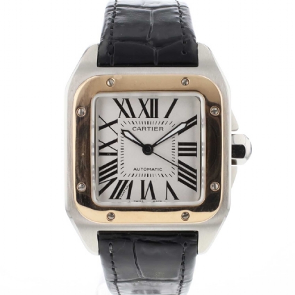 Santos 100 MM Steel Rose Gold