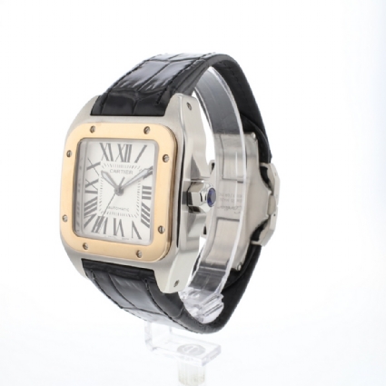 Santos 100 MM Steel Rose Gold