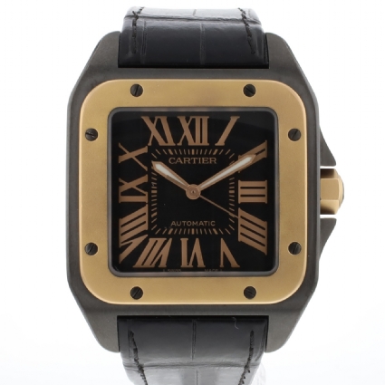 Santos 100 XL Blacksteel PVD Rose Gold