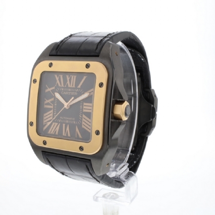 Santos 100 XL Blacksteel PVD Rose Gold