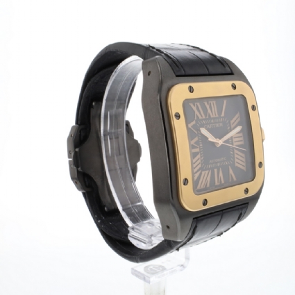 Santos 100 XL Blacksteel PVD Rose Gold