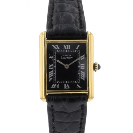 Tank Must Large Vermeil Black Roman Dial