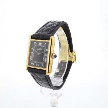 Tank Must Large Vermeil Black Roman Dial