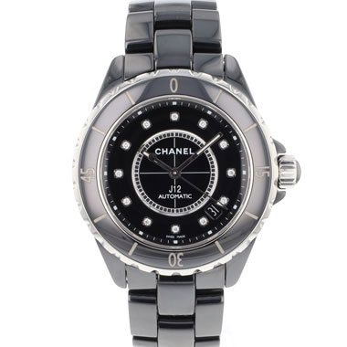 J12 Black Ceramique 38MM Black Diamond Dial - Chanel - Exclusive