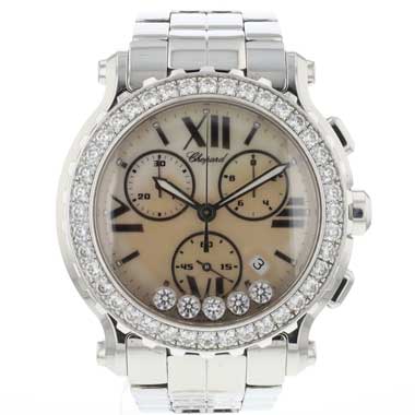 Chopard - Happy Sport Chrono Steel / White Gold Diamonds MOP Dial