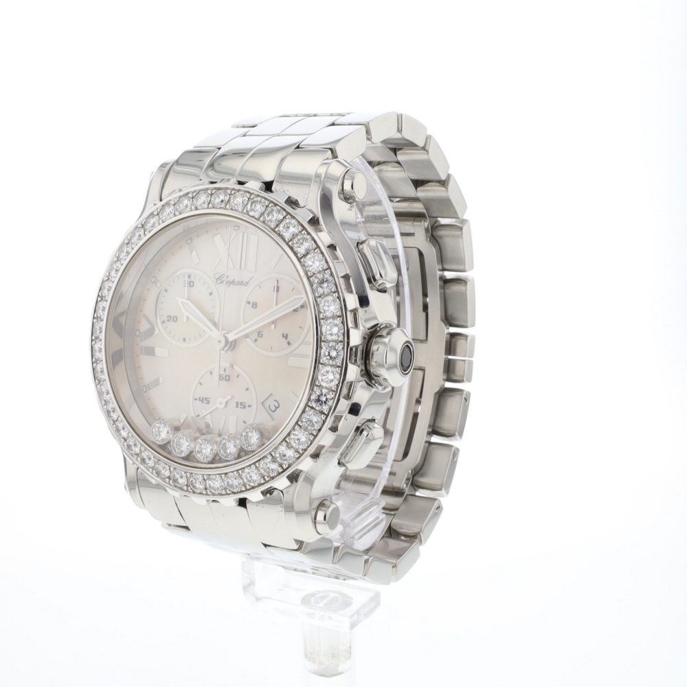 Happy Sport Chrono Steel / White Gold Diamonds MOP Dial