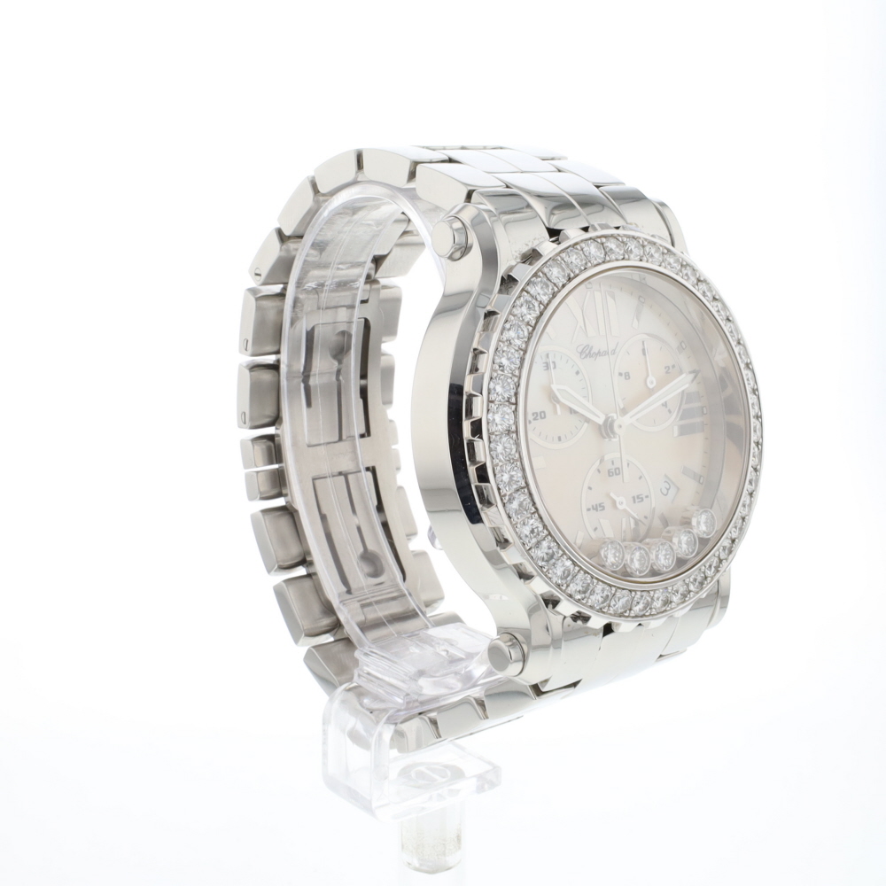 Happy Sport Chrono Steel / White Gold Diamonds MOP Dial