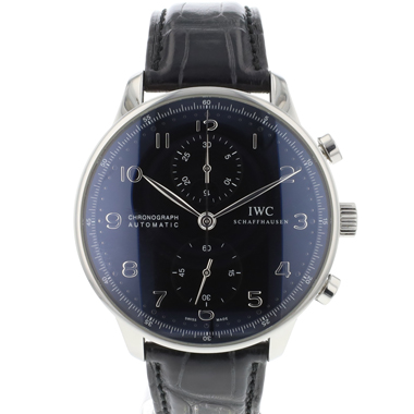 IWC - Portugieser Chronograph Steel Silver Numerals Black Dial
