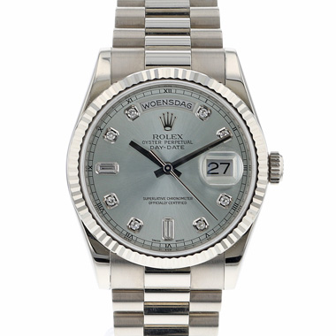 Rolex - Day-Date White Gold with Ice-Blue Serti Dial