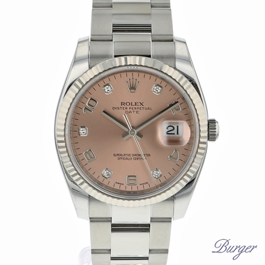 Rolex - Oyster Perpetual Date 34 Fluted Pink Diamonds