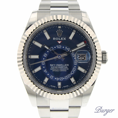 Rolex - Sky-Dweller Stainless Steel / White Gold / BLUE Dial NEW