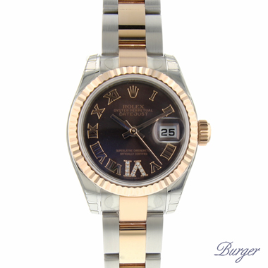 Rolex - Datejust Lady 26 Steel Everose Gold Fluted Brown Diamond Dial NEW!