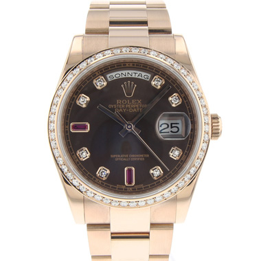 Rolex - Day-Date Everose gold Chocolat Diamonds