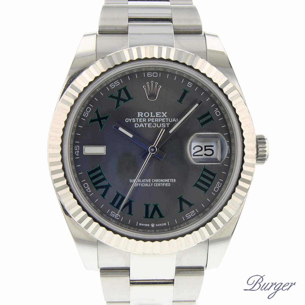 rolex datejust 41 green roman numerals