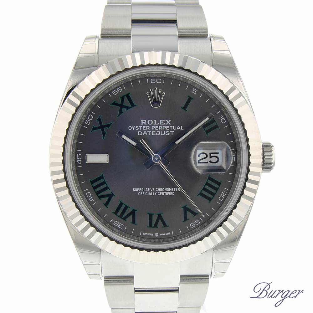 rolex datejust 41 green roman numerals