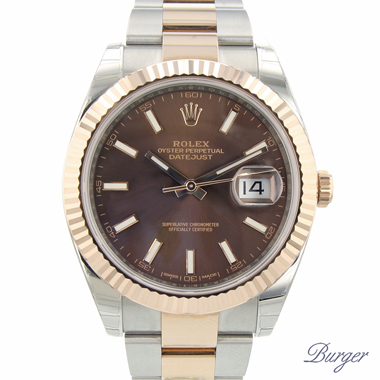 Rolex - Datejust 41 Steel/Everose Gold Fluted Chocolate Dial NEW!