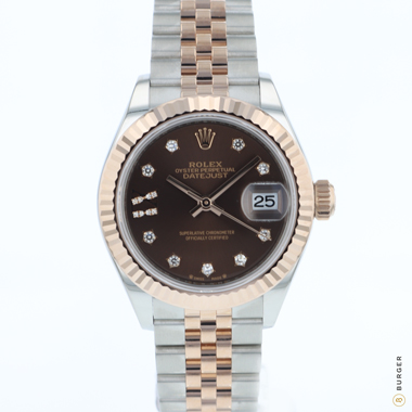 Rolex - Datejust Lady 28 Steel Everose Gold Fluted Choco Diamond dial NEW!
