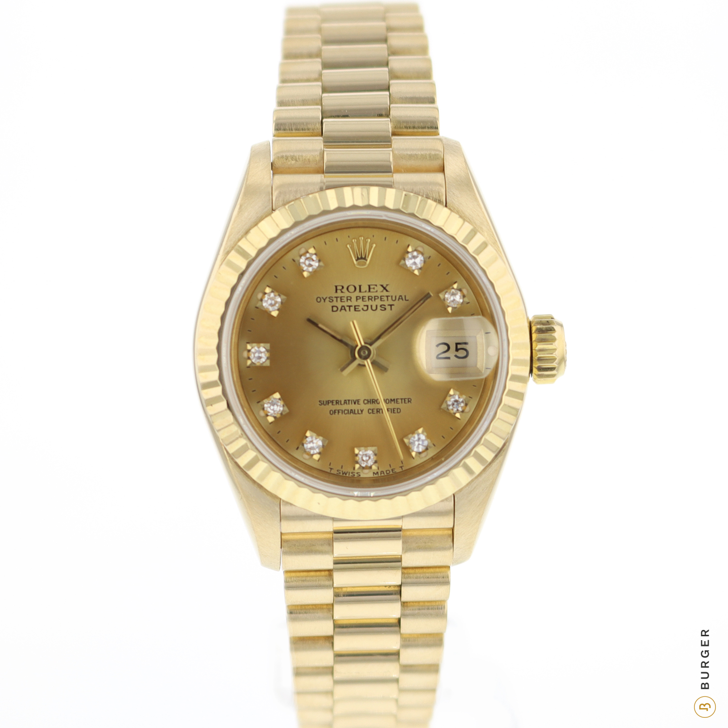 rolex datejust lady 26 yellow gold president