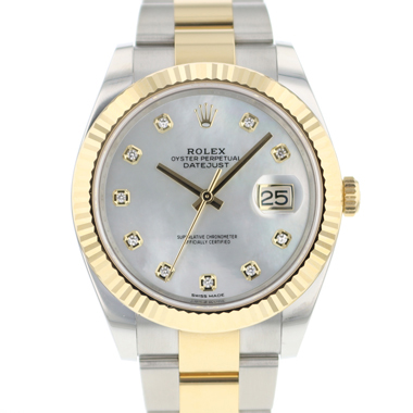 Rolex - Datejust 41 Gold/Steel Fluted MOP Diamond Dial NEW