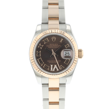 Rolex - Datejust Lady 26 Steel Everose Gold Fluted Brown Diamond Dial