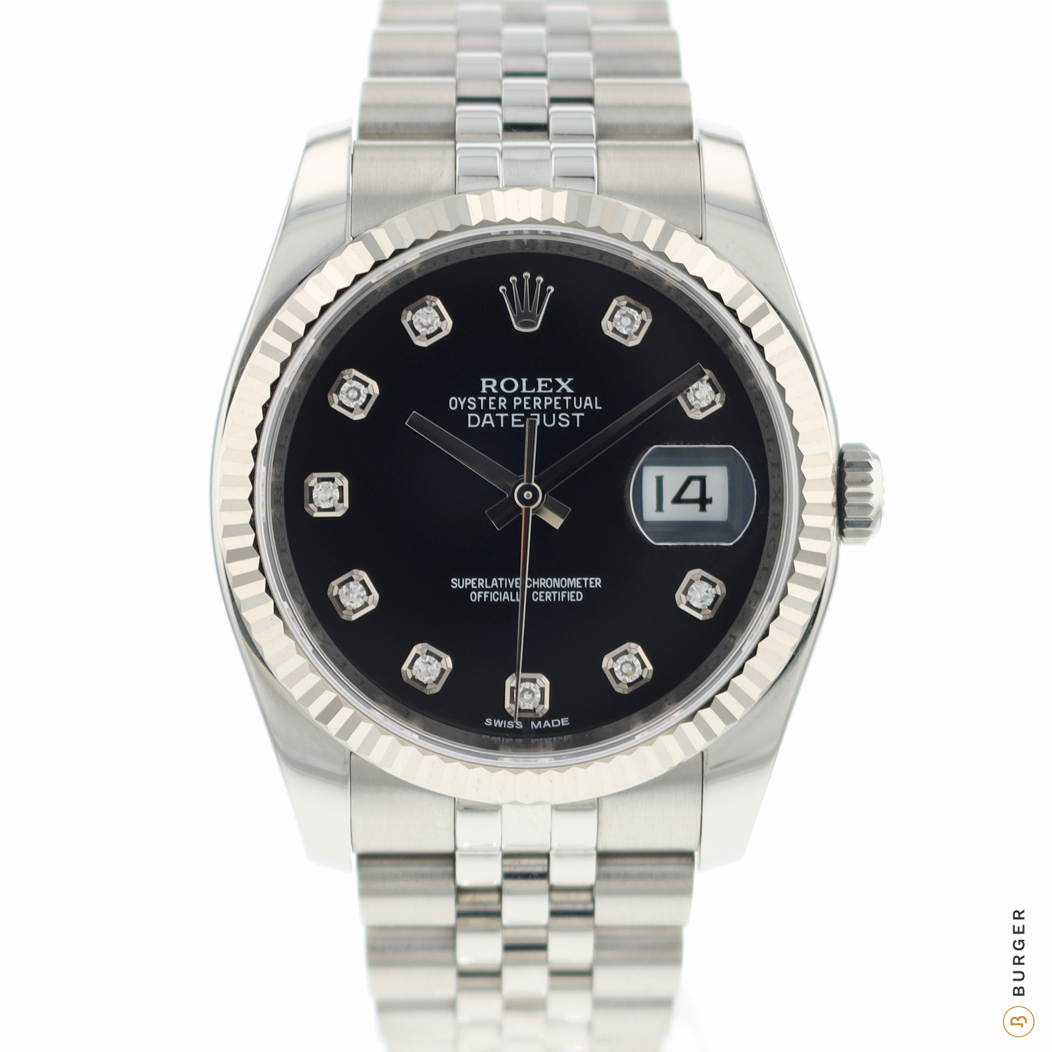 Datejust 36 Jubilee Fluted Black Diamond Dial - Rolex - Sold watches ...