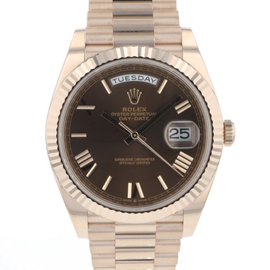 Rolex - Day-Date 40mm Everose Gold Chocolate Dial NEW