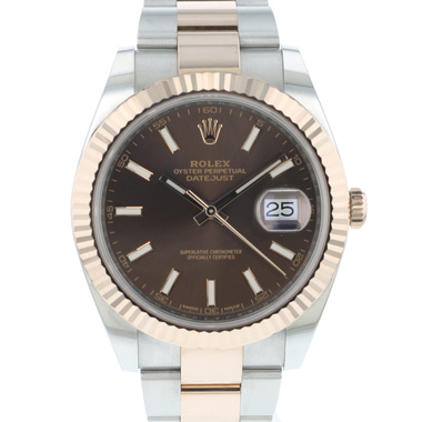 Rolex - Datejust 41 Steel / Everose Gold Fluted Chocolate Dial NEW