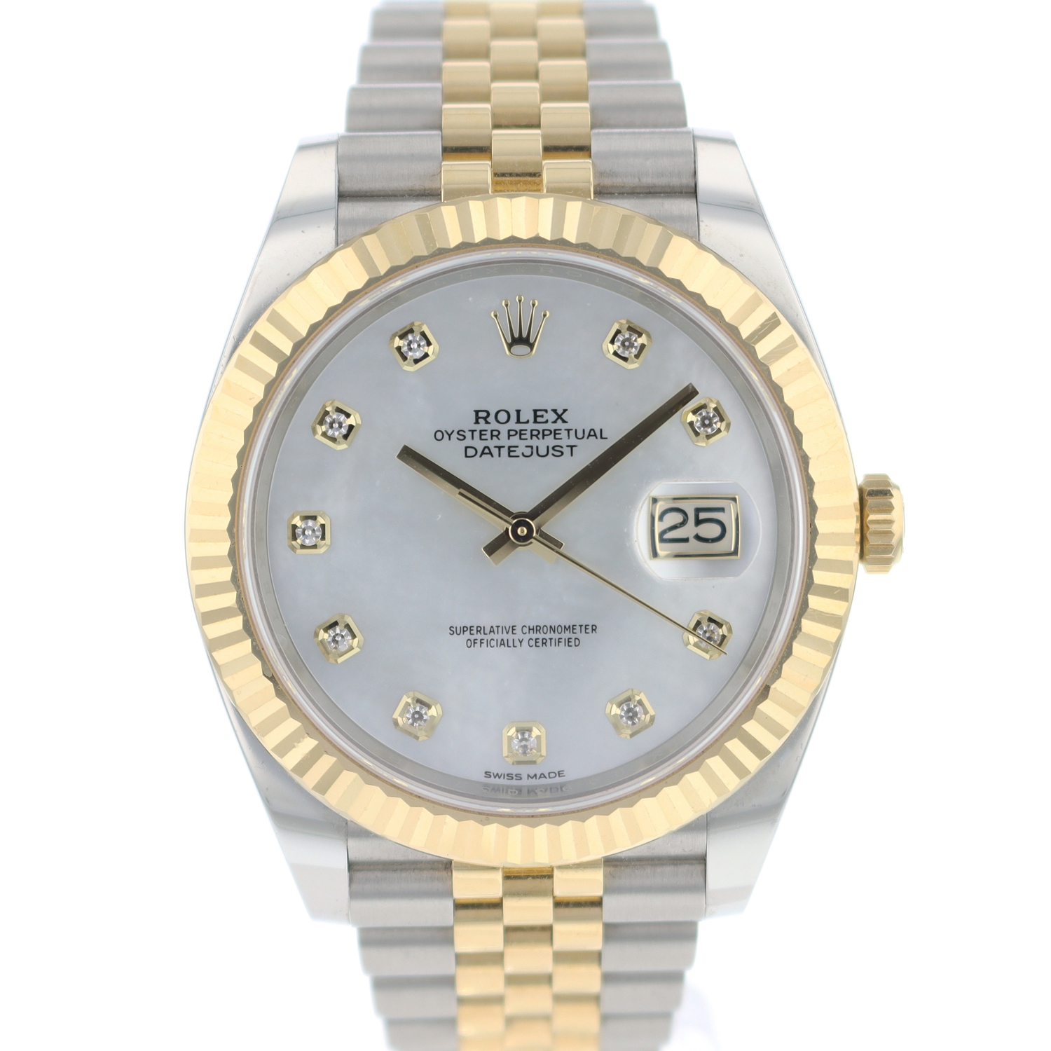 rolex datejust 41 gold silver