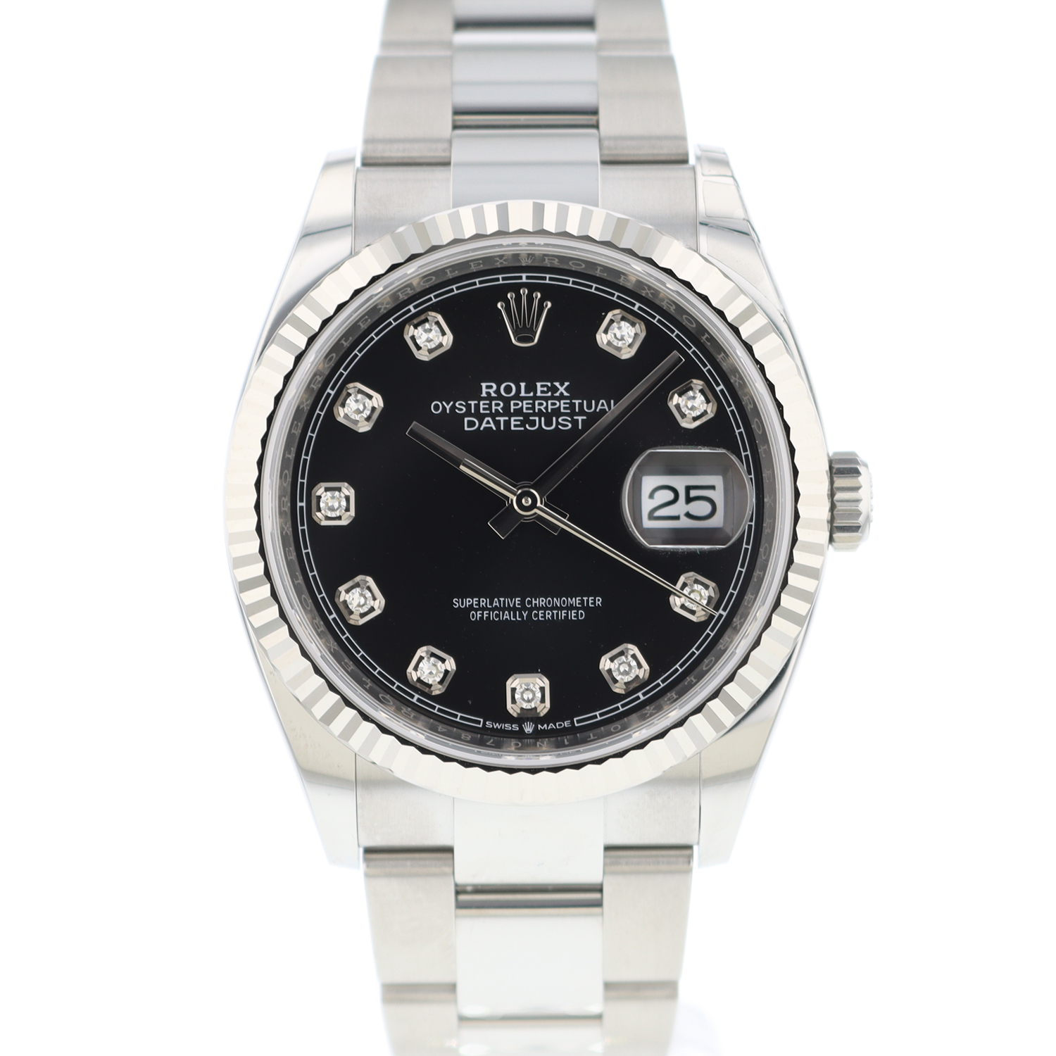 Datejust 36 Fluted Black Diamond Dial NEW! - Rolex - Sold watches ...