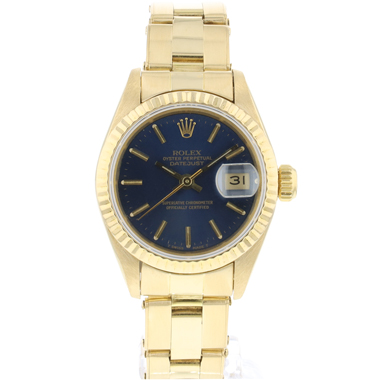 Rolex - Datejust Lady 26 Yellow Gold Riveted Blue Dial