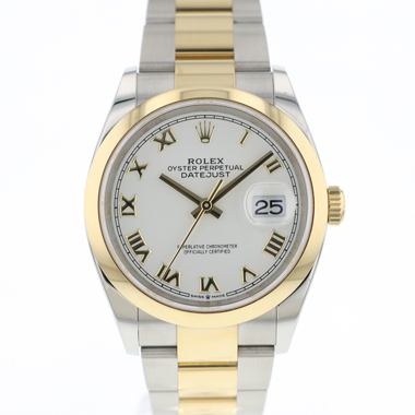 Rolex - Datejust 36 Steel / Gold White Roman Dial NEW